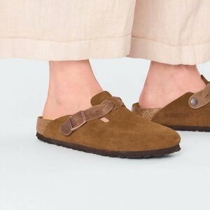Birkenstock Women's Boston Suede Braided Clogs Mink Size 37 US 6 New With Box